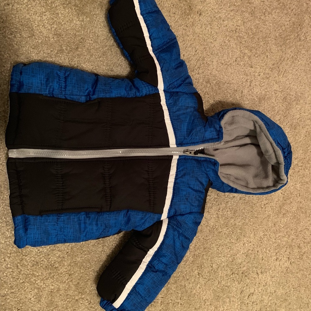 Boys size 18month blue fleece lined puffer jacket